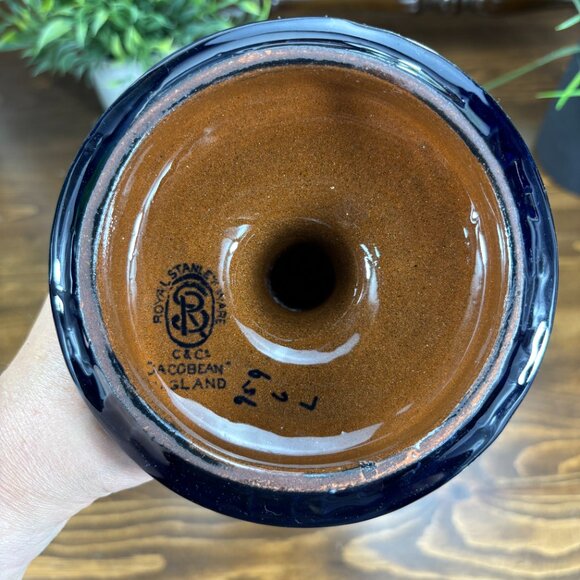 Vintage Candle Holder Royal Stanley Jacobean Hand Painted Pottery Candle Stick - Picture 9 of 15